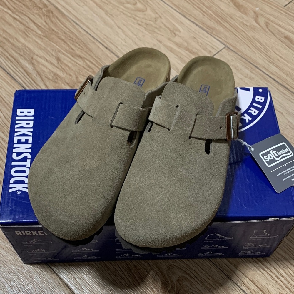 ✈️Women's Taupe Suede Birkenstock Boston Shoes